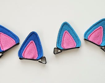 K-pop Tiger Cat Ears Hair Clips Set of 2 Clips Blue Tiger or Teal Tiger