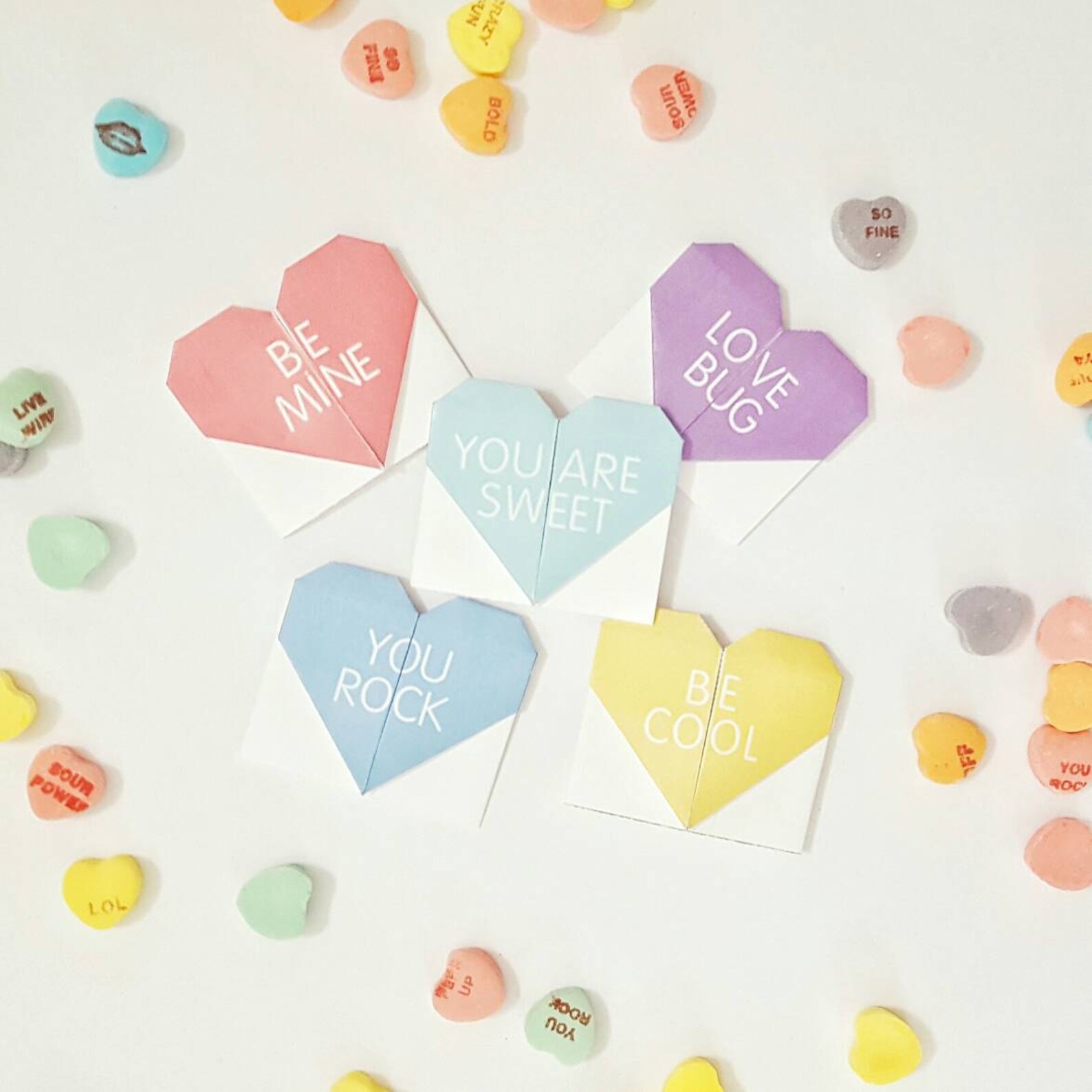 Printable Valentines Valentine's Day Cards DIY Origami - Etsy