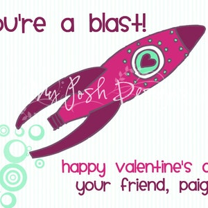 Valentine's Day Cards Printable for Kids You're a Blast Rocket INSTANT DOWNLOAD 5 colors and 2 sizes image 5