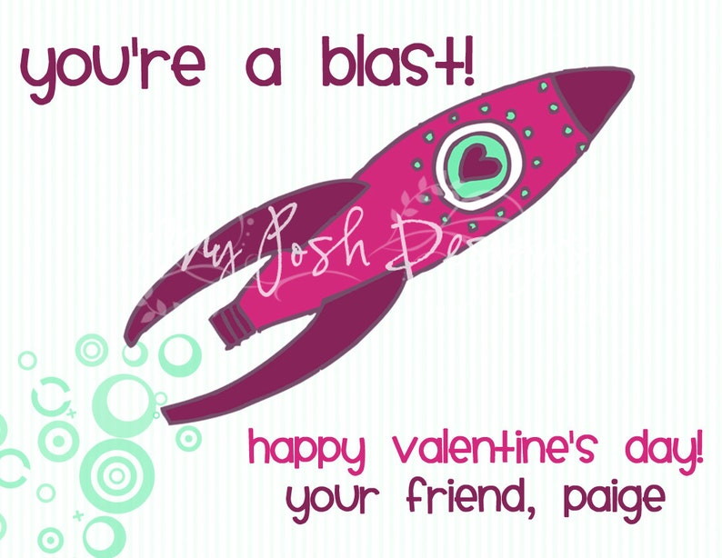 Valentine's Day Cards Printable for Kids You're a Blast Rocket INSTANT DOWNLOAD 5 colors and 2 sizes image 5