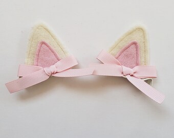 Cream Cat Ears or Dog Ears Halloween Costumes Dress Up Customizable Multiple Colors Set of 2 Clips