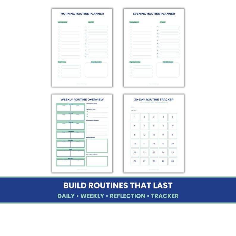 Morning Evening Routine Bundle (printable PDF A4 US Letter) | Habit ...