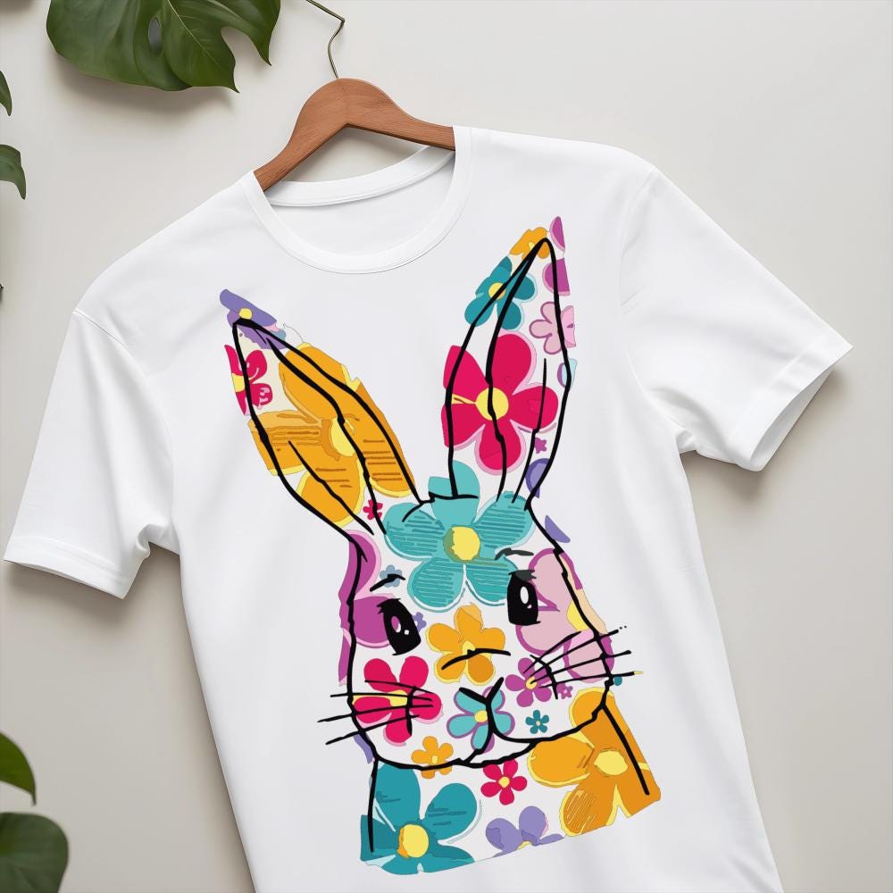 Floral Bunny SVG, Easter Bunny Floral SVG, Cute Rabbit Flower SVG ...