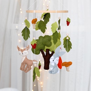 Forest Baby Mobile, Felt Baby Mobile, Woodland Crib Mobile, Hanging Baby Mobile, Nursery Mobile Decor, Soft Baby Mobile, Animal Baby Mobile