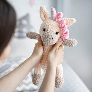 Crochet Unicorn Toy,Plush Unicorn Toy,Amigurumi Unicorn,Soft Unicorn Doll,Stuffed Unicorn Plush,Kawaii Unicorn Plush,Pink Unicorn Plushie