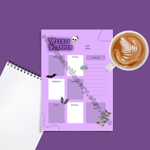 weekly planner printable | spooky cute pastel goth aesthetic | instant download