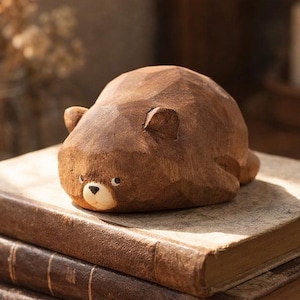 Handgesneden houten beeldje beer – Minimalistisch Scandinavisch decor