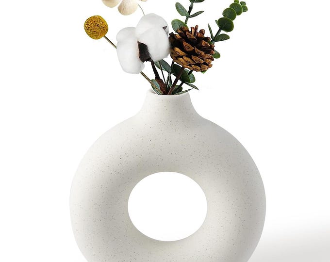 Featured listing image: Sleek Minimalist Nordic Round Flower Vase - Modern White Ceramic Decorative Pot for Home Decor
