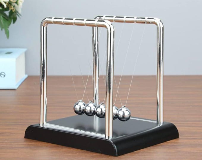 Featured listing image: Modern Newton's Cradle: Elegant Desktop Kinetic Energy Demonstrator - Executive Office Decor