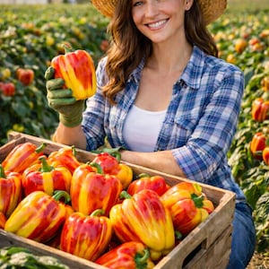 アロハ・レインボーベルシード – 2025年受賞！希少なストライプ模様のベルペッパー品種｜スイートペッパー｜非遺伝子組み換え、高収量｜10粒