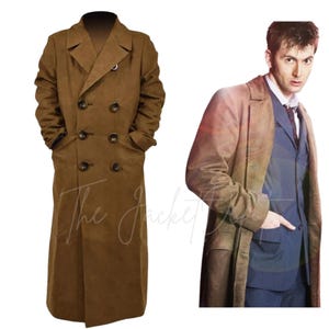 10th Doctor Who Cosplay Coat | David Tennant Brown Trench Costume