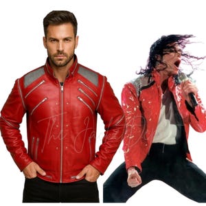 Michael Jackson Beat It Jacket | Red Faux Leather Cosplay Halloween Coat