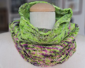 Halloween and Kryptonite ~ hand dyed merino wool cowl  | ooak | knitted neck warmer