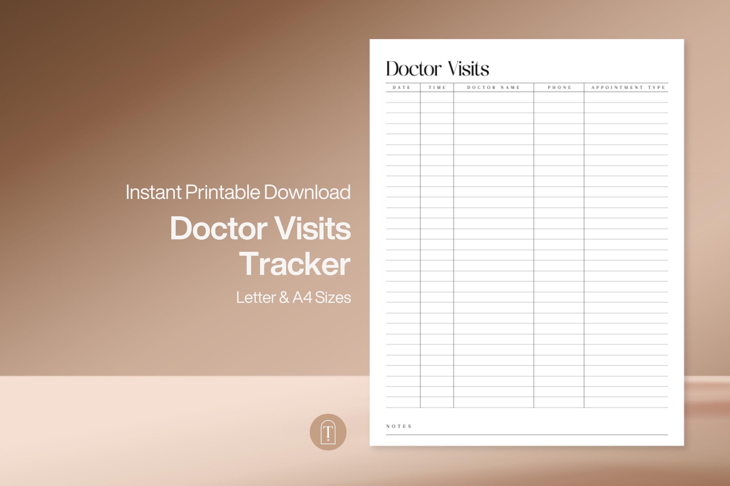 Visit Tracker Reseptionist Minimalist Doctor Visit / Appointment List / Tracker Printable for ...