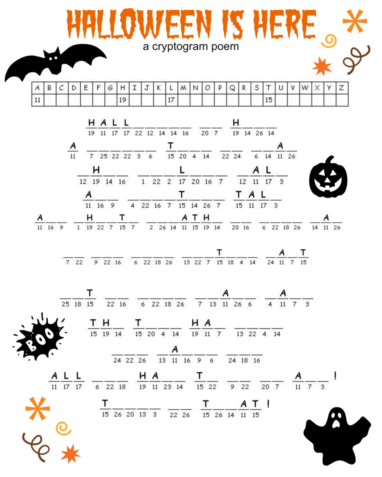 Halloween Game Puzzle Set Of 3 Cryptogram Word Search Etsy