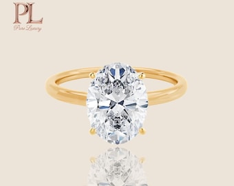 Oval Engagement Ring, Oval Lab Diamond Ring, Oval Moissanite Ring, 14K Yellow Gold Solitaire Ring, Promise Ring, Bridal Ring