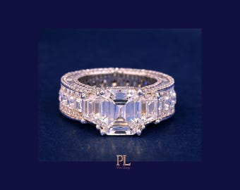 GIA Graff Emerald Cut Diamond Engagement Ring | Luxury Graff Diamond Ring | Natural Emerald Cut Diamond Gift , Art deco Ring