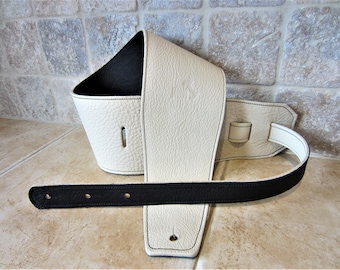 4" Crema Gitarrengurt aus Leder: Handgefertigter Bassgurt