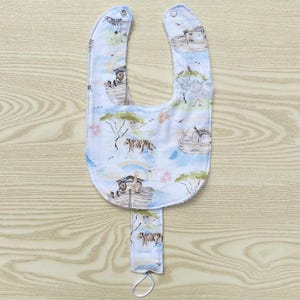 Noah&#39;s Ark Baby Bib and snap on Pacifier Clip