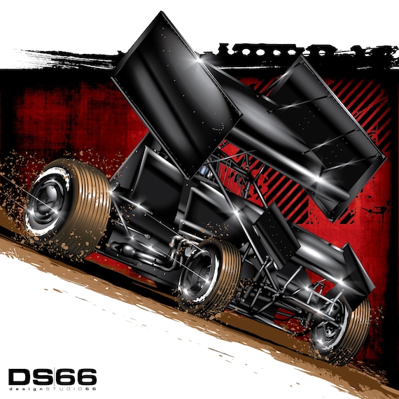 Sprint Car 1 Illustration | Etsy