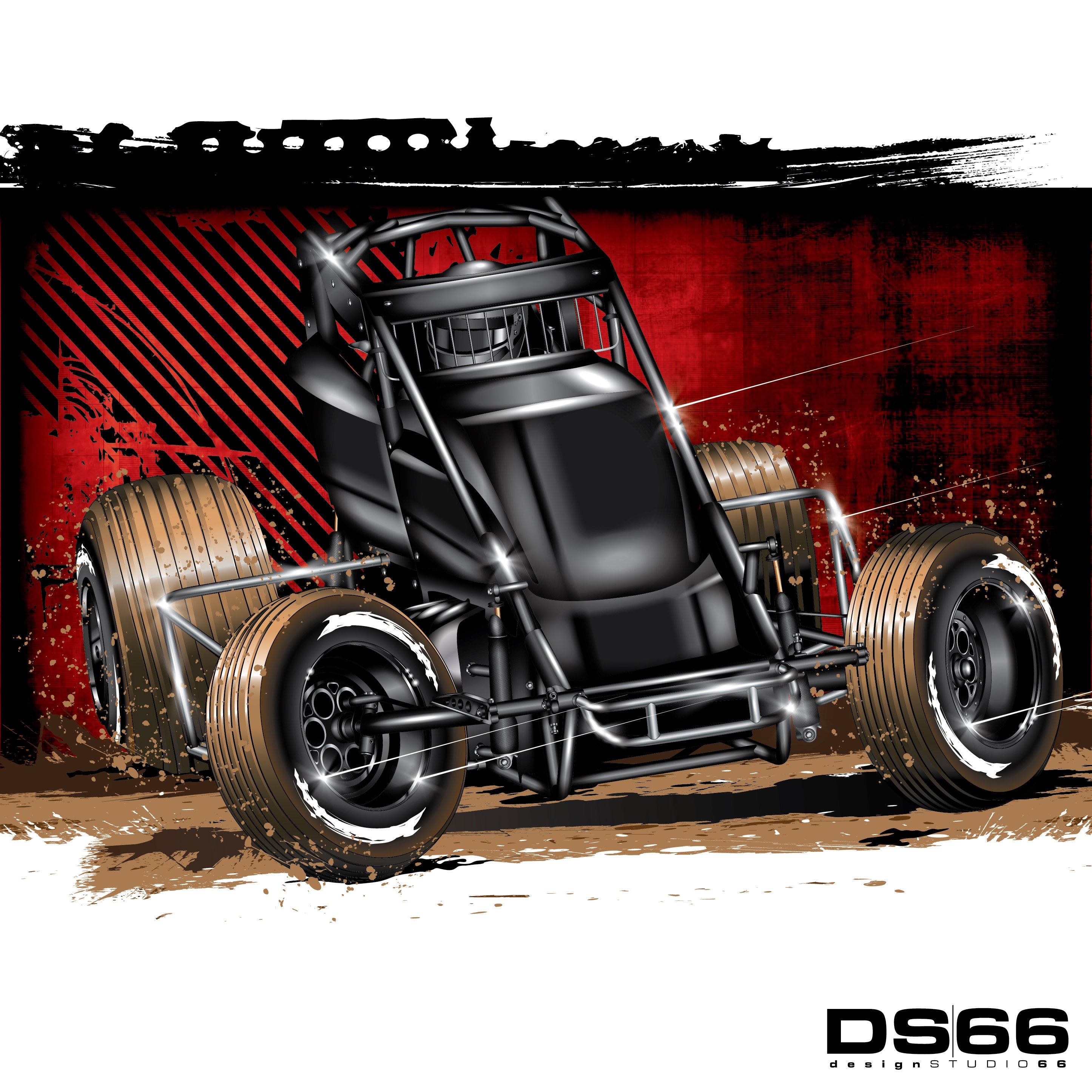 Non Wing Sprint Car 2 Illustration Etsy