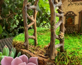 Miniature Garden Arbor with Bunny and Birds • Fairy Garden Archway • Resin Miniature Flower Arbor • Whimsical Garden Décor