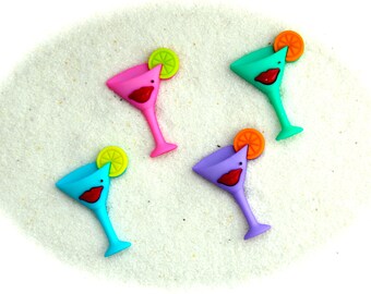Martini Glass/Margarita Buttons ~ Shank Back Buttons ~ 1 Button ONLY ~ Fairy Garden Supplies ~ Miniature Drinks ~ 1 Button choice