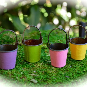 Miniature Metal Bucket in Pastel Colors ~ Terrarium Accessory ~ Colorful Buckets ~ 1&quot;W x 1.75&quot;H ~ Garden Buckets ~ Fairy Garden Supplies