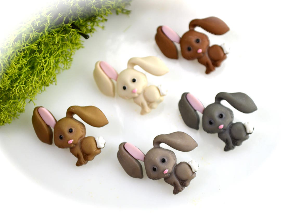 Floppy Eared Rabbit Buttons ~ Miniature Animals ~ Terrarium Accessories ...
