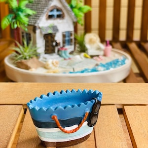 Miniature Beach Bag ~ Beach Accessories ~ Dollhouse Miniature ~ Striped Beach Bag with Sunglasses ~ Miniature Beach Bags ~ Beach Tote Bag