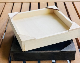 Mini Wooden Sandbox – Desk Beach Therapy Box, Miniature Beach Decor, Sand Option, Natural or Dark Stain