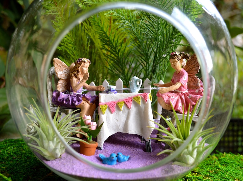 Fairy Tea Party Figurines Table and 2 Chairs Fairy Garden Etsy