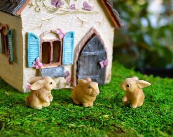 Miniature Bunny – Choice of 3 Styles – 1" Resin Rabbits – Fairy Garden Miniatures – Miniature Garden Supplies – 1 Bunny per Quantity
