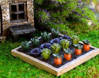 Miniature Vegetable Garden Only ~ Fairy Garden Miniatures Supply ~ Gardening ~ Miniature Garden Accessories ~ Dollhouse garden