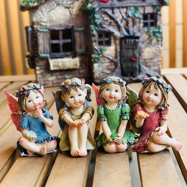 Miniature Fairy Figurine – Choice by Dress Color – 1.75" Fairy Garden Miniatures – Fairy Garden Supplies – Tiny Resin Fairies