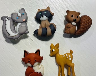Miniature Woodland Animal Buttons ~ 1 Button ONLY ~ Shank back Button ~ Crafting Supplies ~ 1 Animal Button choice at checkout