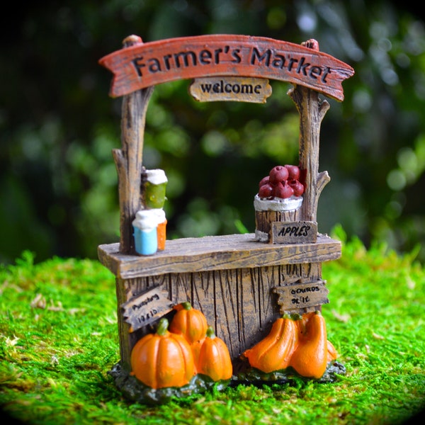 Miniature Farmers Market Stand ~ Fairy Garden Miniatures ~ Fairy Garden Supplies ~Terrarium accessories ~ Miniatures ~ Pumpkins ~ Fall Decor