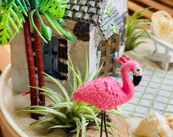 Miniature Pink Flamingo – Fairy Garden, Mini Garden, Terrarium, Resin Tropical Bird