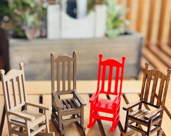 Miniature Rocking Chair • Fairy Garden Chair • Mini Dollhouse Furniture • Resin Rocker • Color Choice