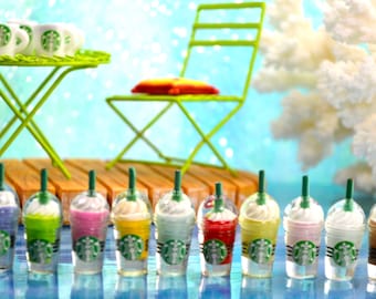 Miniature Starbucks Drink – 1" Frappuccino, Iced Coffee, Smoothie or Milkshake – Fairy Garden Miniatures – Dollhouse Accessories