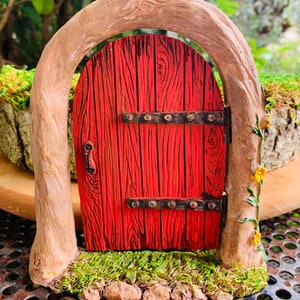Miniature Fairy Doors with Archway ~ 6 Colors to Choose from ~ Door on Henge ~ 6&quot;H x 5&quot;W ~ Fairy Garden Supplies ~ 1 Small Resin Garden Gate