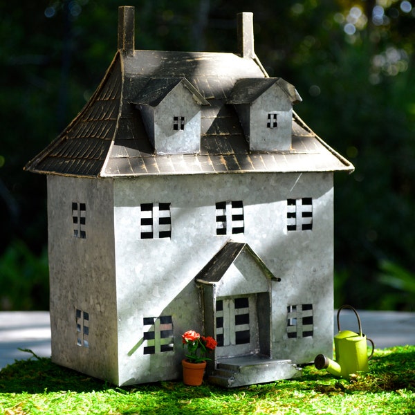 Miniature French Chateau ~ House ONLY ~ Fairy Garden Kits or Miniatures Sold Separately in this Shop ~ Fairy Garden Houses ~ Tin House