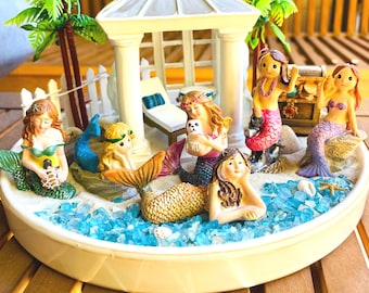 Miniature Mermaid Figurine for Fairy Gardens, Terrariums, Beach Scenes – Resin Mermaid Decor