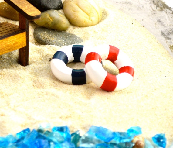 Miniature Life Ring Red Or Blue Miniature Terrarium Etsy