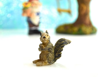 Miniature Resin Squirrel for Fairy Garden, Woodland Animal, Mini Garden Accessory, Terrarium Figurine ~ 1.25"