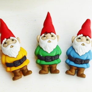 Miniature Gnome Buttons – 1.5" Resin Shankback – Fairy Garden or Terrarium Accessory
