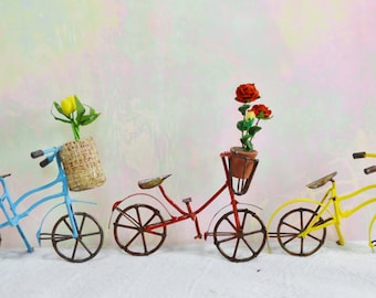 Miniature Bicycle or Bike Rack ONLY~ Flowers sold separate ~ Red or Green or Bronze Bikes ~ Bike Only ~ Bike Rack Only ~ Bike with Bike Rack