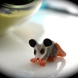 Miniature Opossum Figurine ~ AKA Possum  ~ Fairy Garden Supplies ~ Miniature Garden Supplies ~ Miniature Animals ~  1 mini possum ~ 1.5 inch