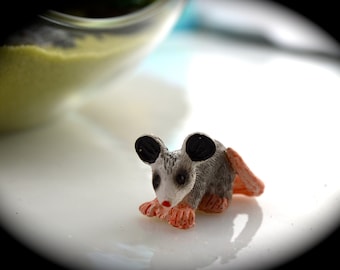 Miniature Opossum Figurine ~ AKA Possum  ~ Fairy Garden – Miniature Animal – 1.5″ x 0.75″