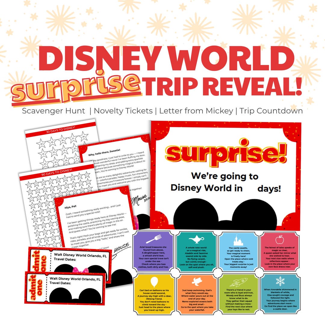 Disney World Trip Reveal Scavenger Hunt – WDW Printable Surprise Letter ...